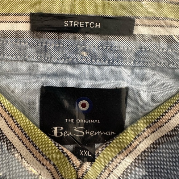 Ben Sherman Men's Signature Mod Stripe Shirt Sz 2XL Blue Green Stripe - Picture 7 of 7